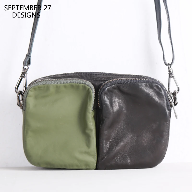 Mini Satchel Genuine Leather Luxury Small Crossbody Messenger Pack Sheepskin Casual Multifunction Shoulder Bag Unisex