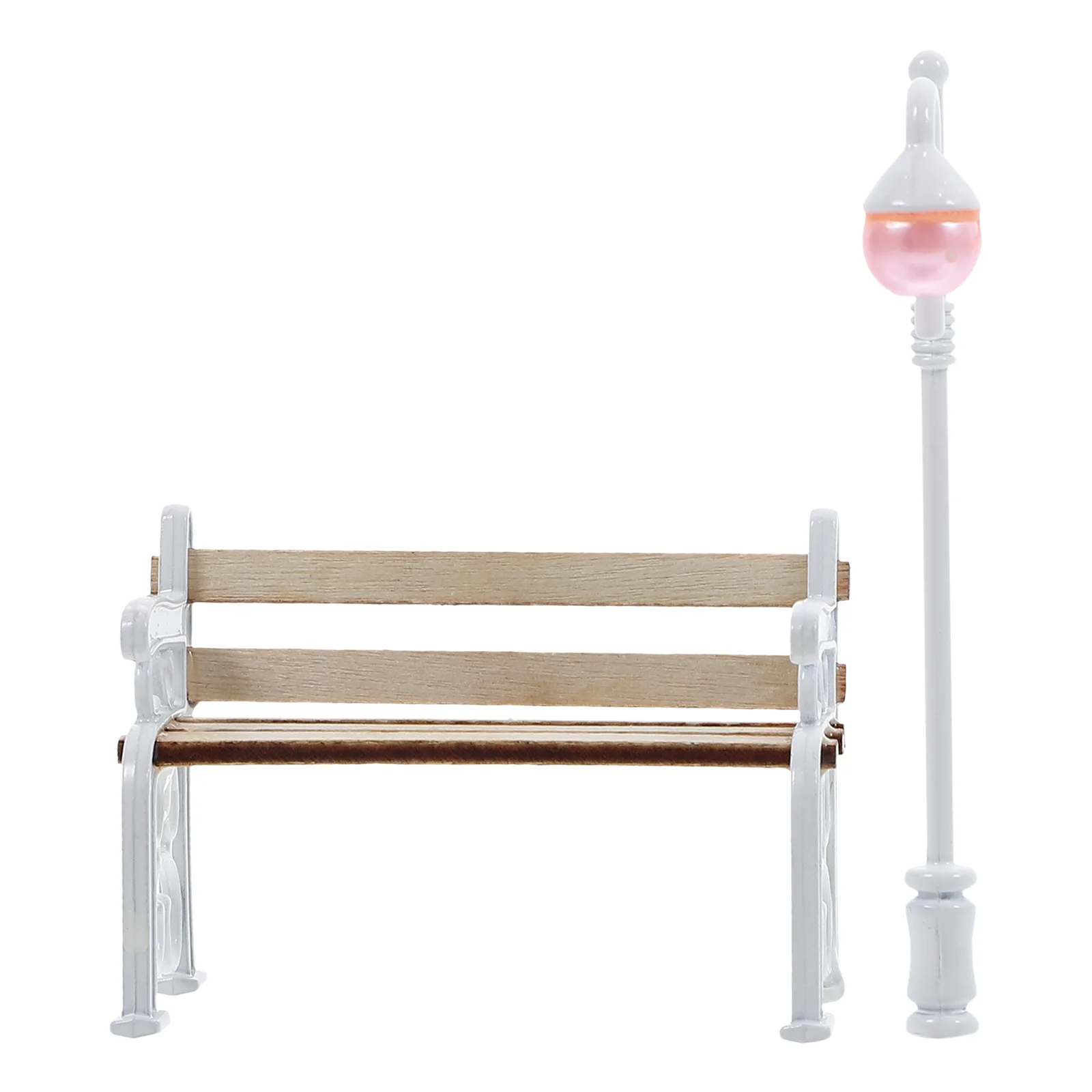 

Miniature Park Set Chair Decor Bench Model Street Light Architectural Lamp Zinc Alloy Garden Post Lights