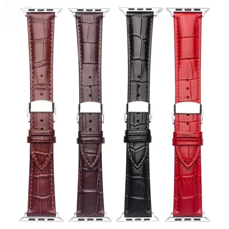 

Substitute iwatch8 strap Apple S8 watch applewatch7 leather business S7 high-end S6 butterfly buckle