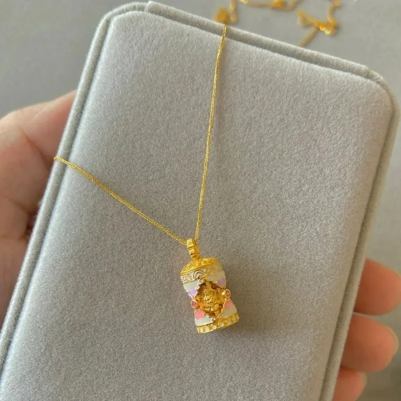 

Enamel Painted Four Buddha Pendants for Women's Necklaces Exquisite and Fashionable Collarbone Chains Retro Accessories Gift