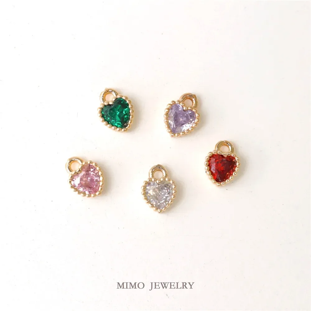 

Color-preserving copper gold-plated micro-inlaid zircon mini color heart pendant pendant DIY handmade accessories