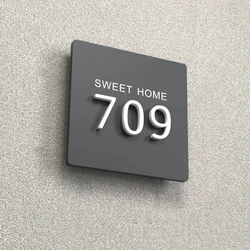 Personalized Custom Modern Acrylic House Numbers Sign Door Address Street 3D Digital Plaque OutDoor Name For Wall Plate