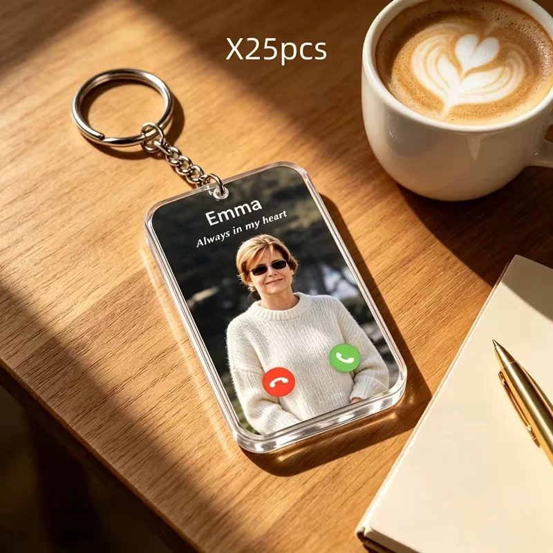 25pcs Customizable Acrylic Keychains Personalized with Photo Or Logo Design Mobile Phone Inspiration Unique Gift Ideas