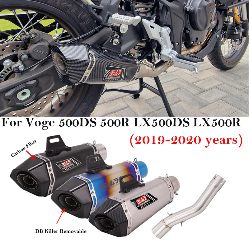 

For Voge 500DS 500R LX500DS 2019 2020 Motorcycle Yoshimura Exhaust Escape Carbon Fiber Modify Muffler With Link Pipe DB Killer