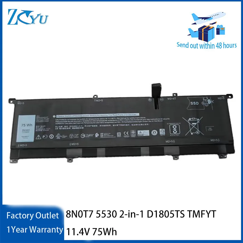 8N0T7 Laptop Battery for Dell XPS 15 9575 2-in-1 Precision 5530 2-in-1 D1805TS TMFYT 11.4V 75Wh