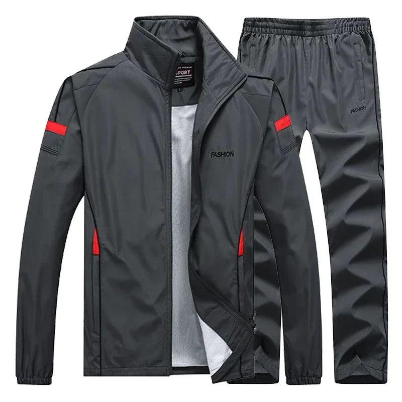 Spring Autumn Men\'s Sportswear 2 Pieces Sets Outdoor Work Out Sports Suit Jacket+Pant Sweatsuit Joggers Gym Basketball Tracksuit