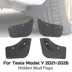 Invisible Mud Flaps for Tesla Model Y 2021-2026 Hidden Wheel Mudguards Soft TPE Mudflaps Front Rear Fender Car Accessories