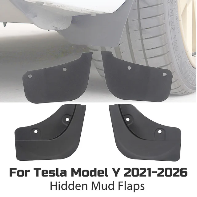 Niewidoczne chlapacze do Tesla Model Y 2021-2026 Ukryte błotniki na koła Miękkie chlapacze TPE Przednie Tylne Akcesoria Samochodowe