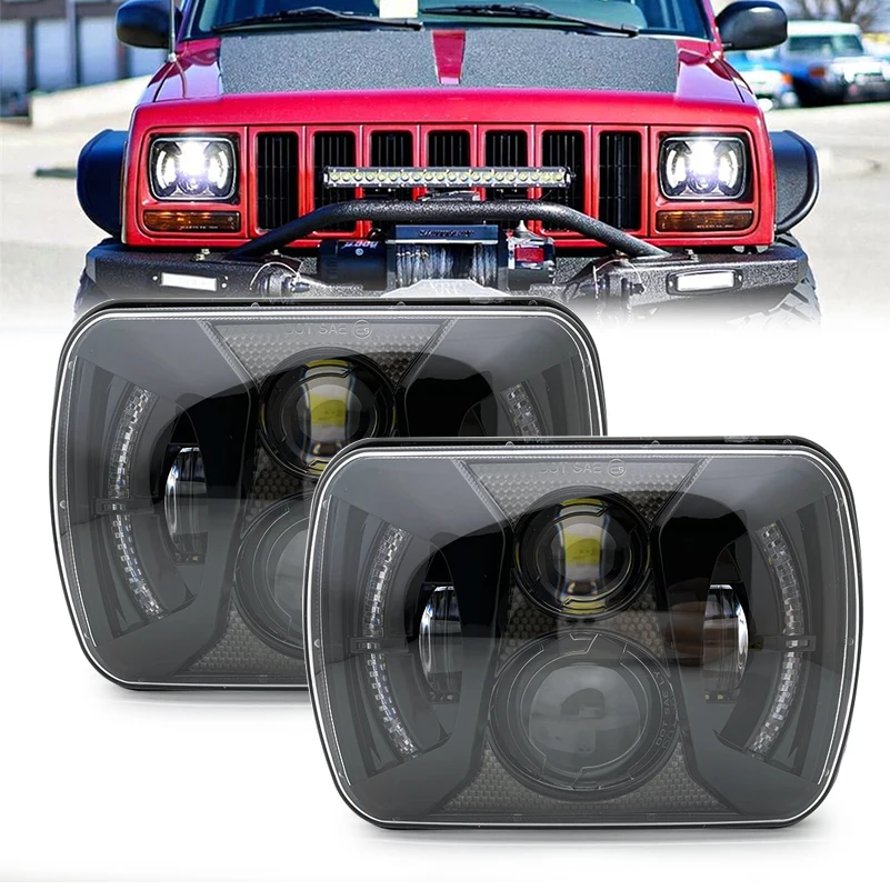 

5X7 inch7x6'' LED Projector Headlight Waterproof Bulb Hi-Lo Beam Halo For Jeep Wrangler YJ Cherokee XJ Toyota Pickup Headlamps.