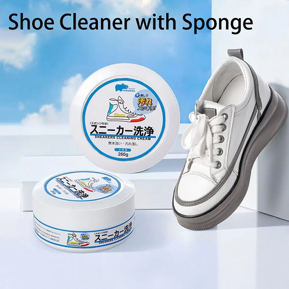 with Wipe Sponge Shoe Cleanning Cream 260g Cleaning Tools Stain Remover Cream Stain Remover Decontaminate White Shoe Cleaner