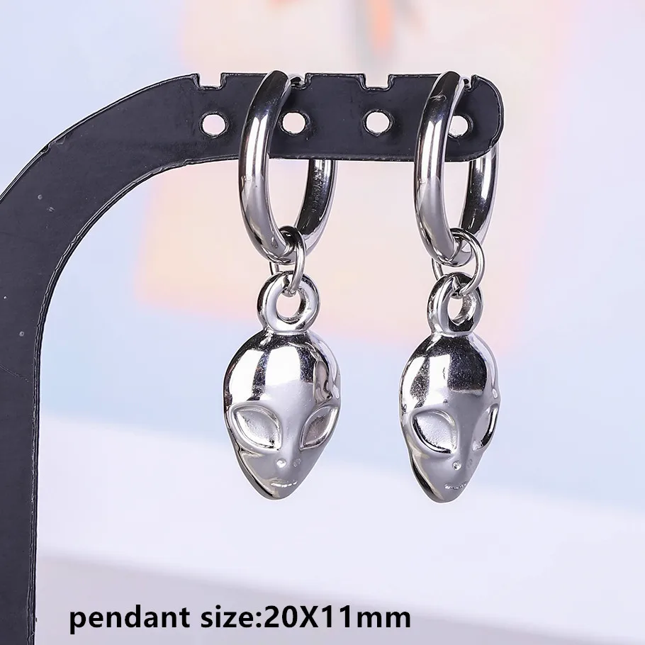 Stahlfarbener Engel-Stern-Kreuz-Schwert-Charm-Ohrring, kein Anlaufen, Ohrpiercing, Edelstahl-Ohrringe für Damen und Herren, Schmuck, Kolczyki – Detail 11
