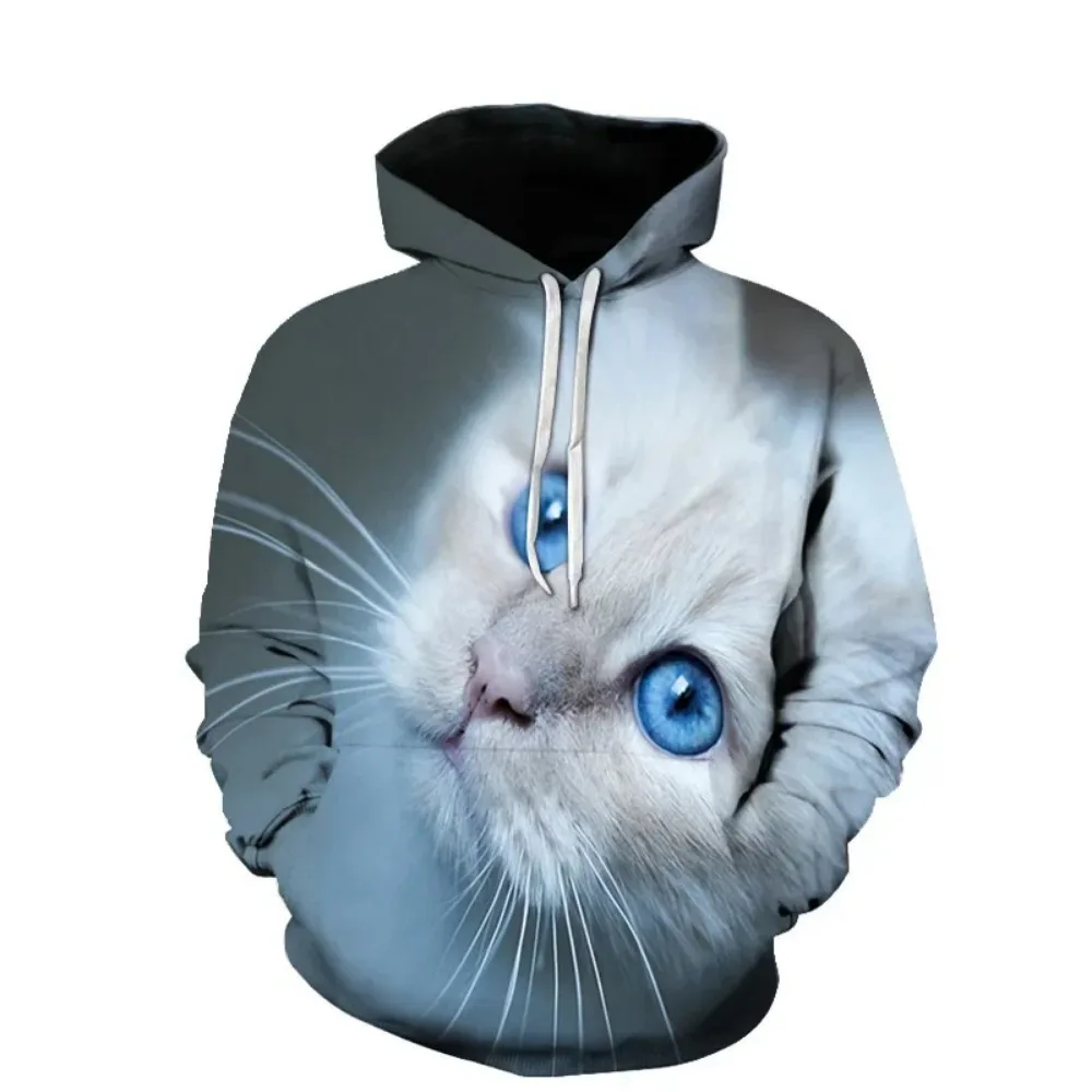 Latest Elegant Cat 3D Printed Animal Funny Men's Hoodie Spring and Autumn Fashion Casual Men's and Women's Oversized Blouse