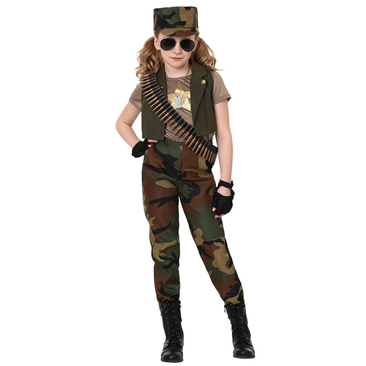 

Military Uniform Camouflage Army Soldier Cosplay Halloween Costume for Kids Girl Officer Tactical Police Carnival Party