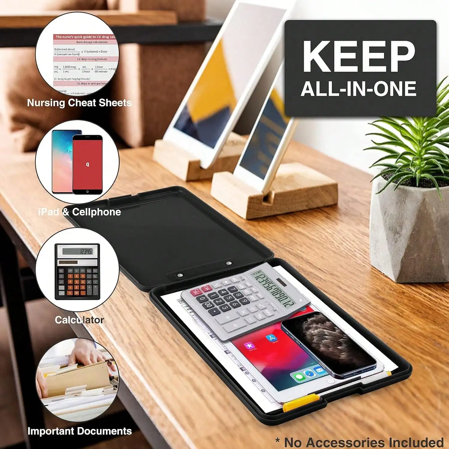 Foldable Plastic Storage Clipboard, Low‑Profile Clip Design, Hanging Storage Case for Daily Work Use image 6