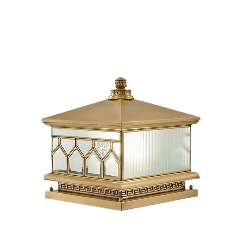 Stigma lamp Chinese all-copper outdoor waterproof courtyard electricity connection model Villa wall gate Household pillar lamp w