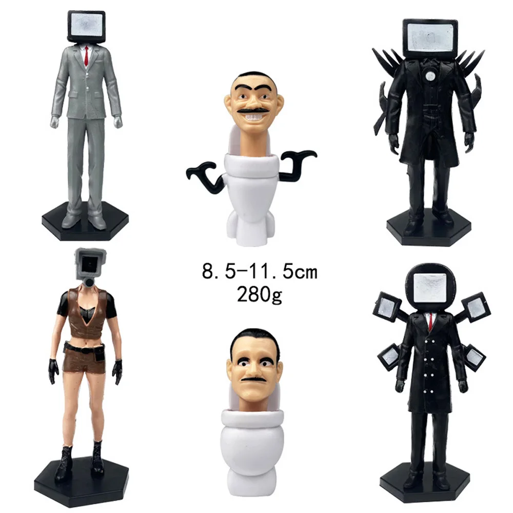 D 6PCS/Set Skibidi Toilet VS Titan TV Camera Speaker Man Creative Statue Funny Video Figure Model Toys Gift