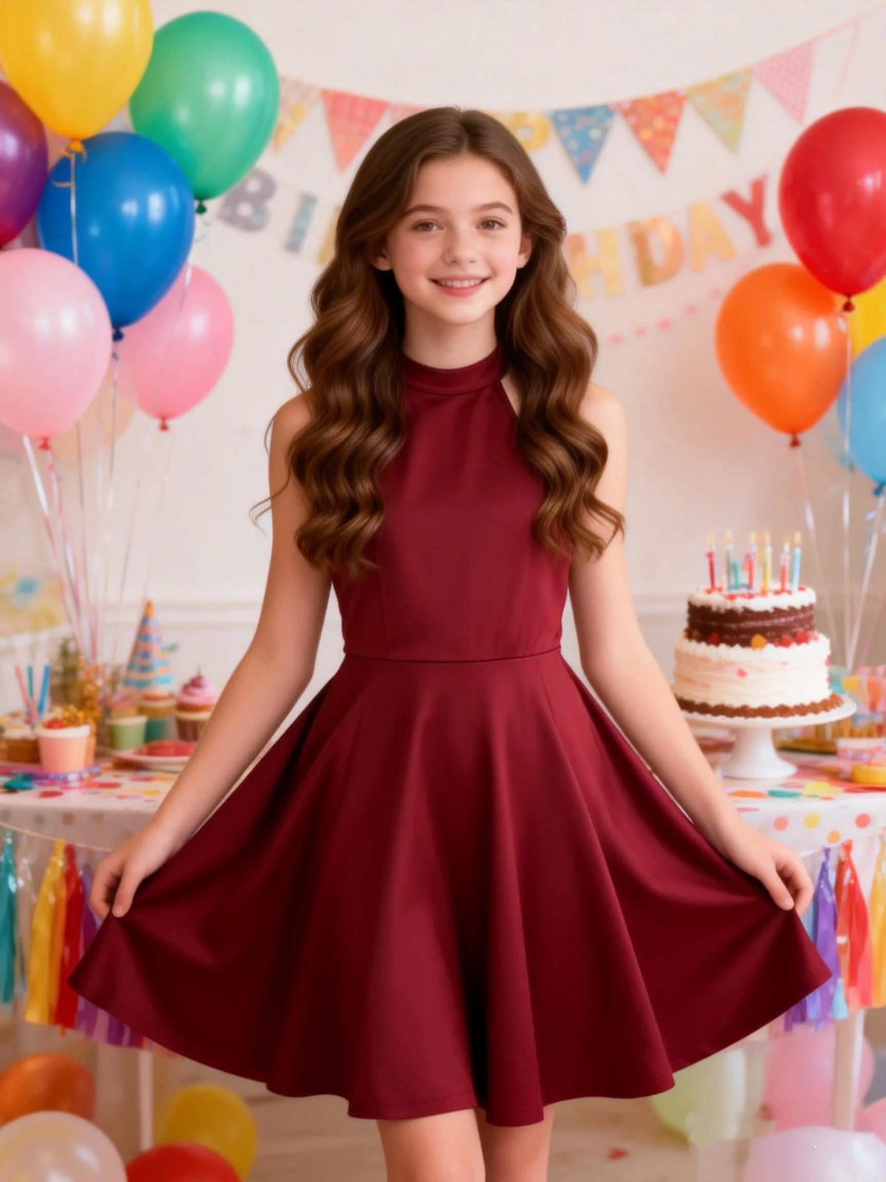 Sommerliches, neues, ärmelloses, einfarbiges Kleid für Teenager, leicht luxuriös, hochwertig, elegant für festliche Anlässe.