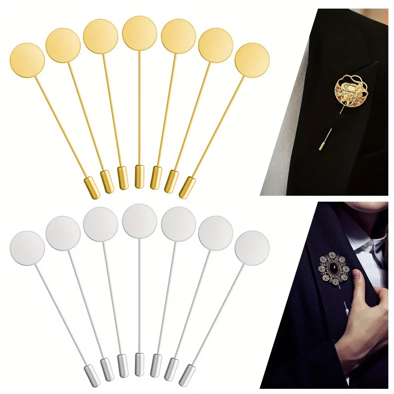 10 Pcs  Blank Tie Tack Pins with Clutch Backs, DIY Brooch Pin Components