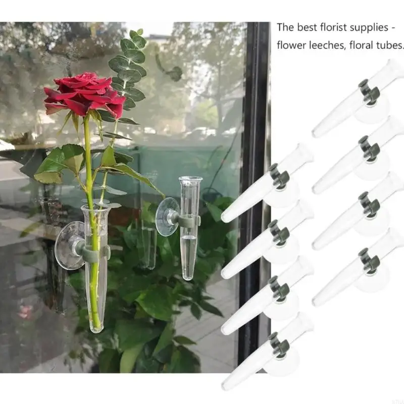 

Pack Of 8 Clear Floral Water Tubes With Suction Cups Flower Stem Holders Secure for Freshes Flower Arrangements & Bouquets 87HA