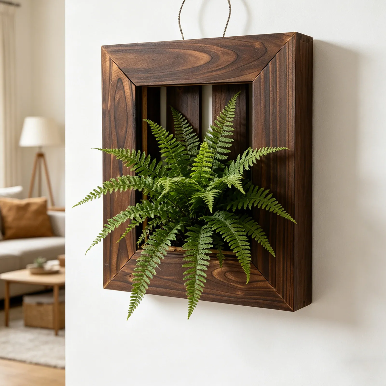 Staghorn Fern Mounting Kit Natural Carbonized Solid Wood Wall Mounted Planter Frame for Indoor Outdoor Vertical Plant Display