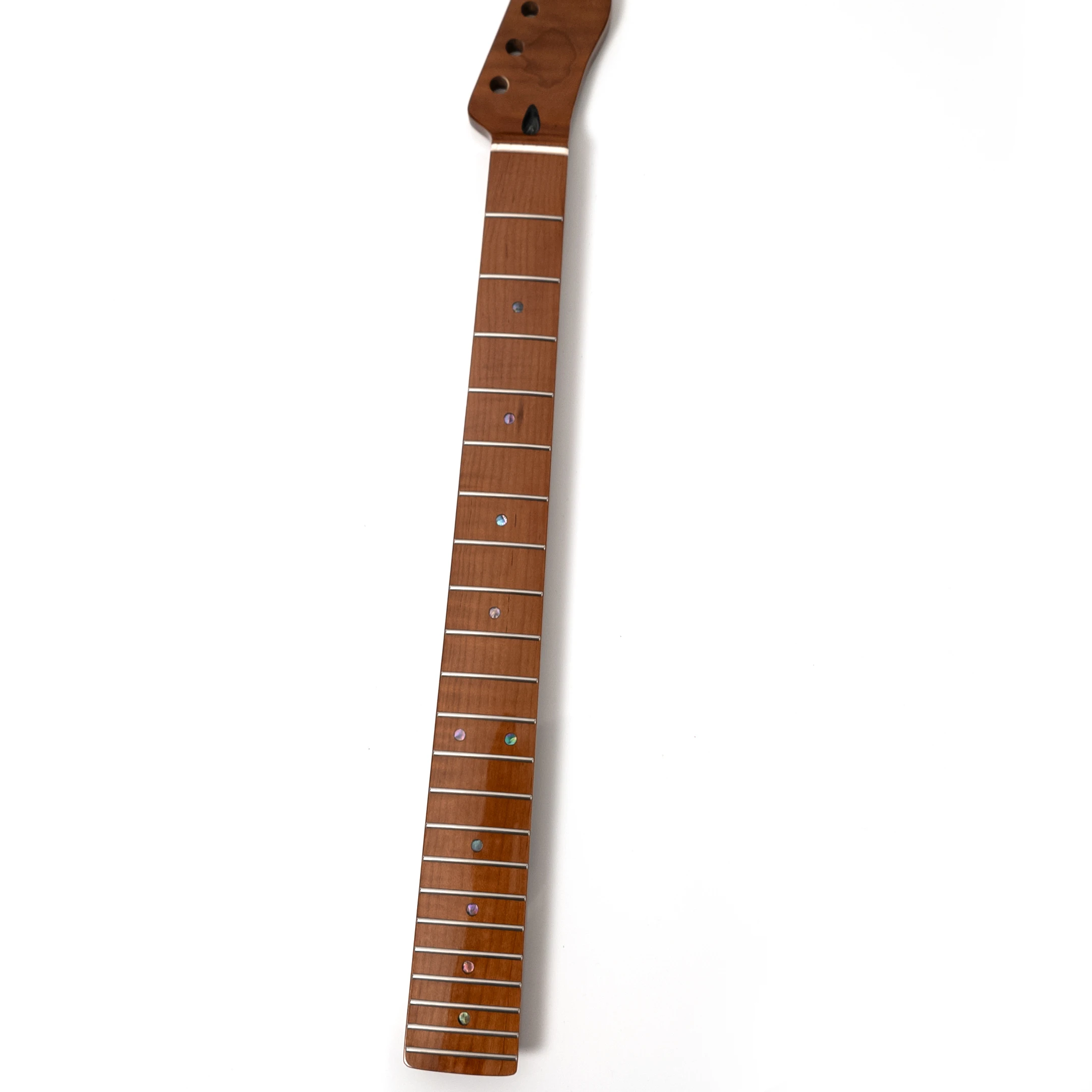 Electric Guitar Neck Roasted Flame Maple Gloss Finish Maple Fingerboard Abalone Inlay 22 Stainless Steel Frets 25.5 Inch
