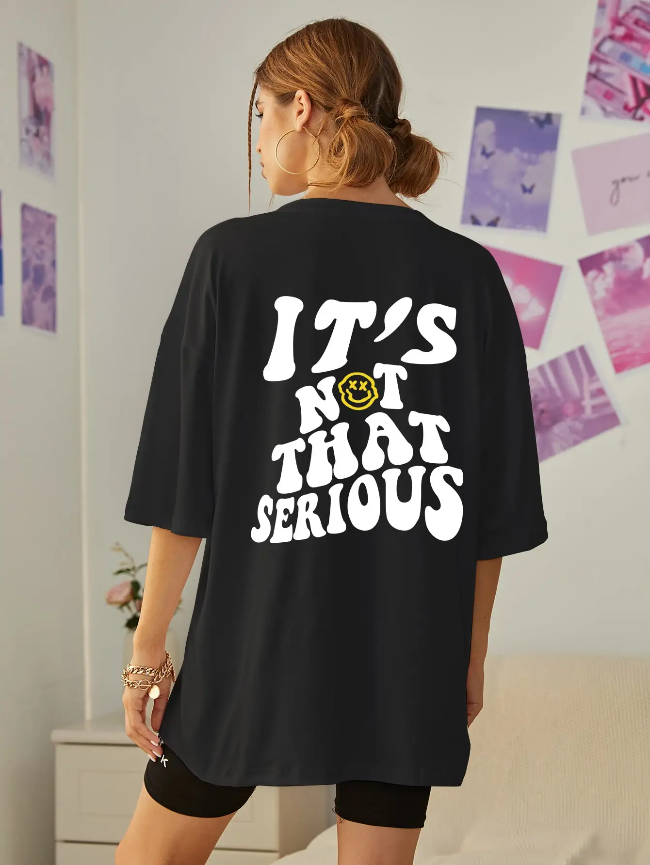 Slogan Letters Be Easy It'S Not That Serious Cotton Woman Tshirt Hooded Daily Tshirt Creativity Clothes Casual Hoodedtops Tee