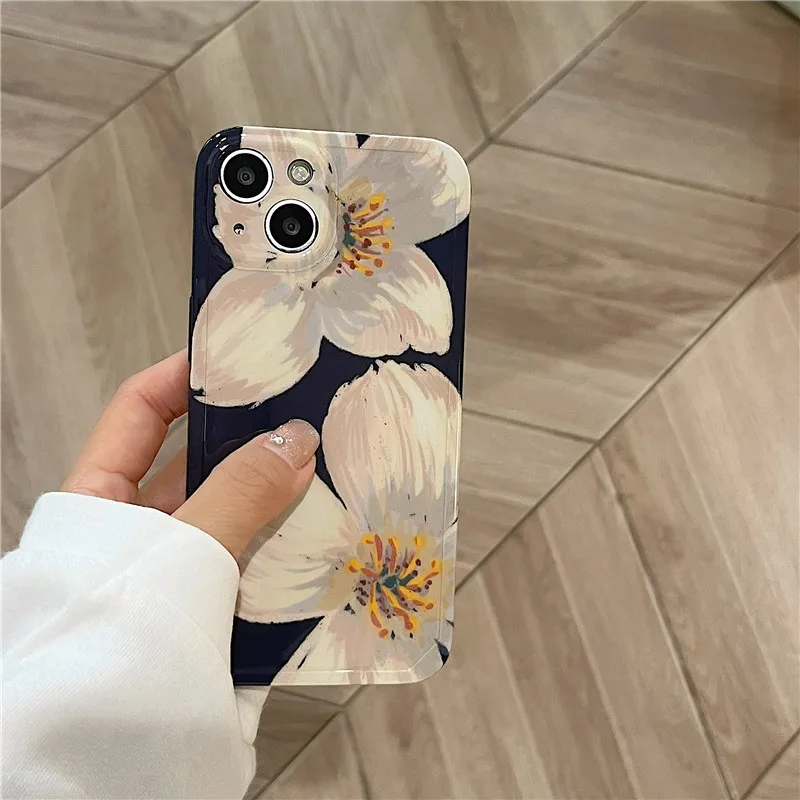 For iPhone 14Promax 2023 New Ins Net Red Art Painting Flower Phone Soft Case 14Pro 13Promax 12 11