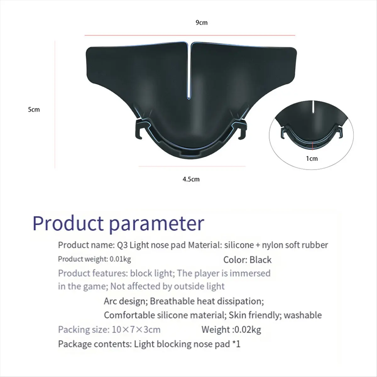 ABGN For Meta 3 Silicone Nose Pad VR Headset Replacement Nose Cover Washable for Meta 3 VR Accessories