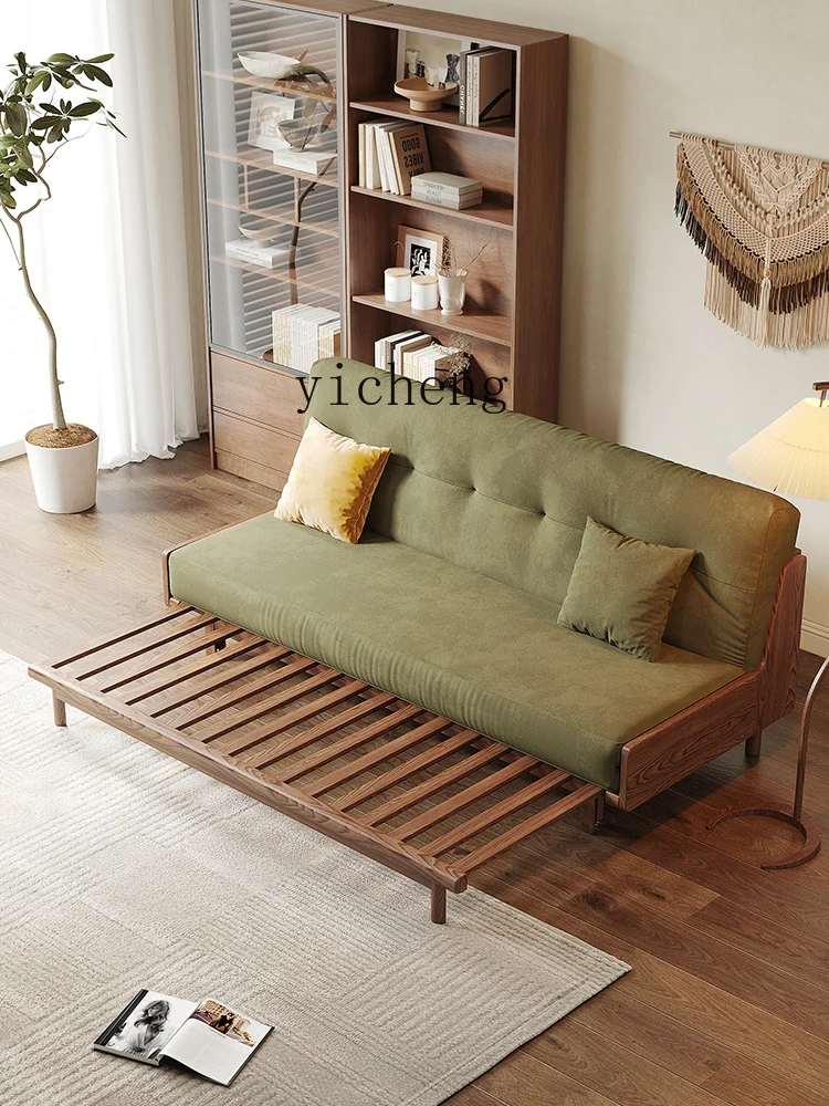 

LSL furniture solid wood folding sofa bed dual-purpose armless sofa double straight row living room