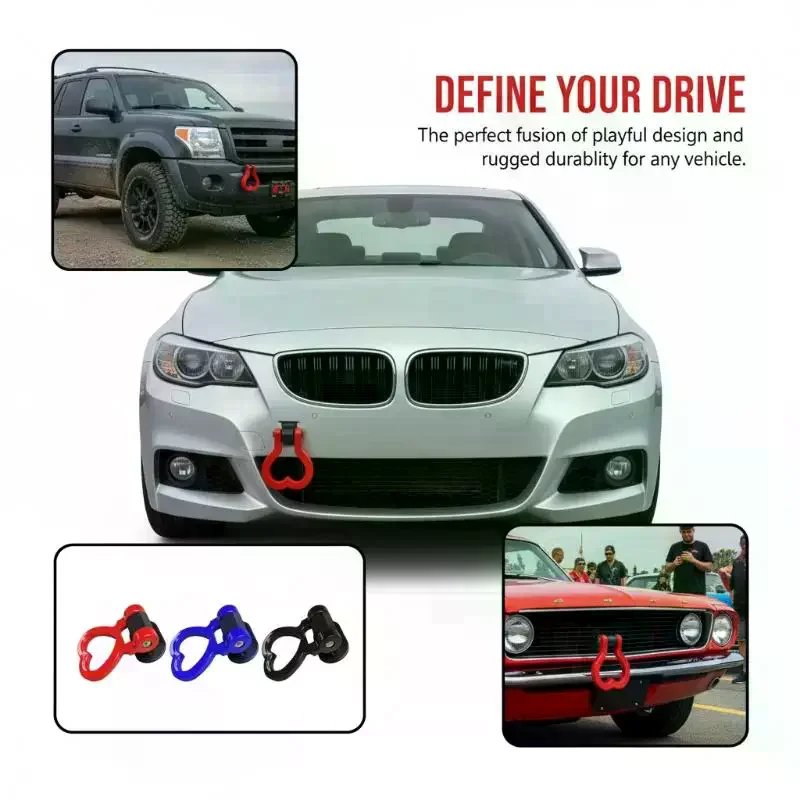 Heart Shape Car Styling Trailer Hooks Sticker Decoration Car Auto Rear Front Trailer Simulation Racing Ring Vehicle Towing Hook