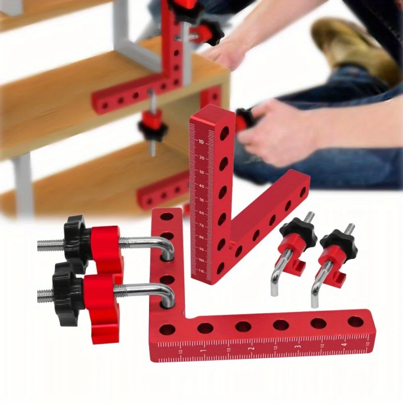 Aluminiumlegierung 90-Grad-Positionierungs-Winkelklemmen-Set für Holzbearbeitung, L-Winkelwerkzeug für Schreiner, Schränke und Bilderrahmen – Detail 3