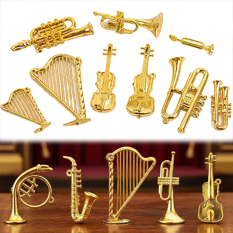 Tiny Golden Instrument Ornament (10/20/50Pcs) – Assorted Micro Metal Charms for DIY Crafts, Scrapbooking & Adult Party Gifts TMZ