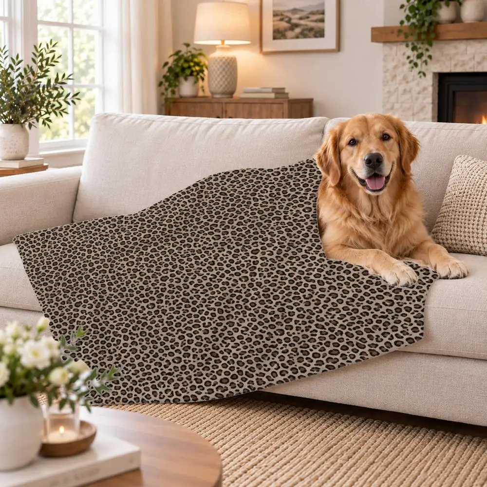 Pattern Leopard Print Throw Soft Plush Flannel Pet Blanket, Home Decor Cover for Sofa, Bed, Trip & Picnic