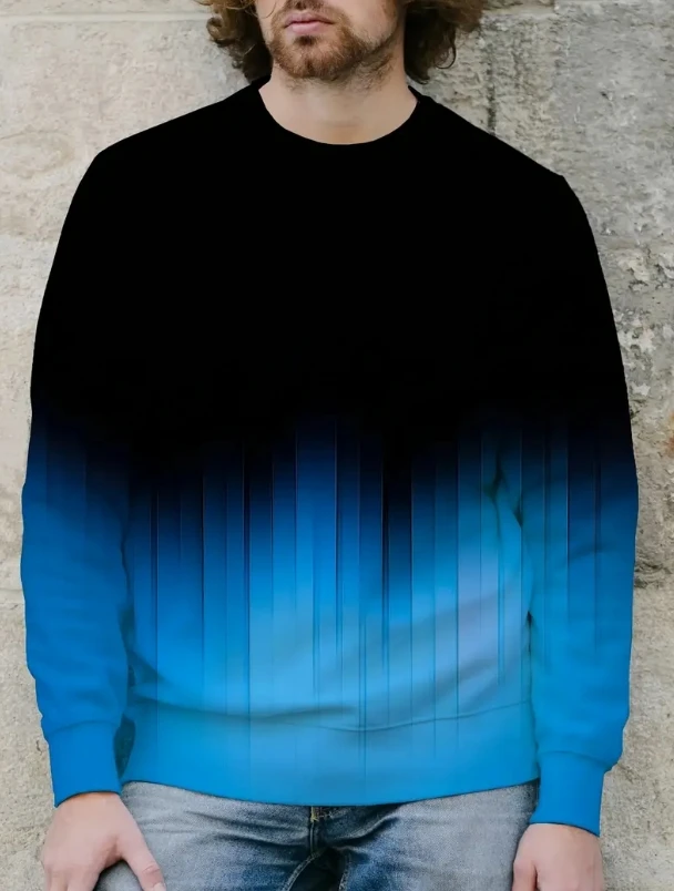 

autumn hoodie men's loose and fashionable printed sweater plus size long sleeved top casual retro trend round neck shirt