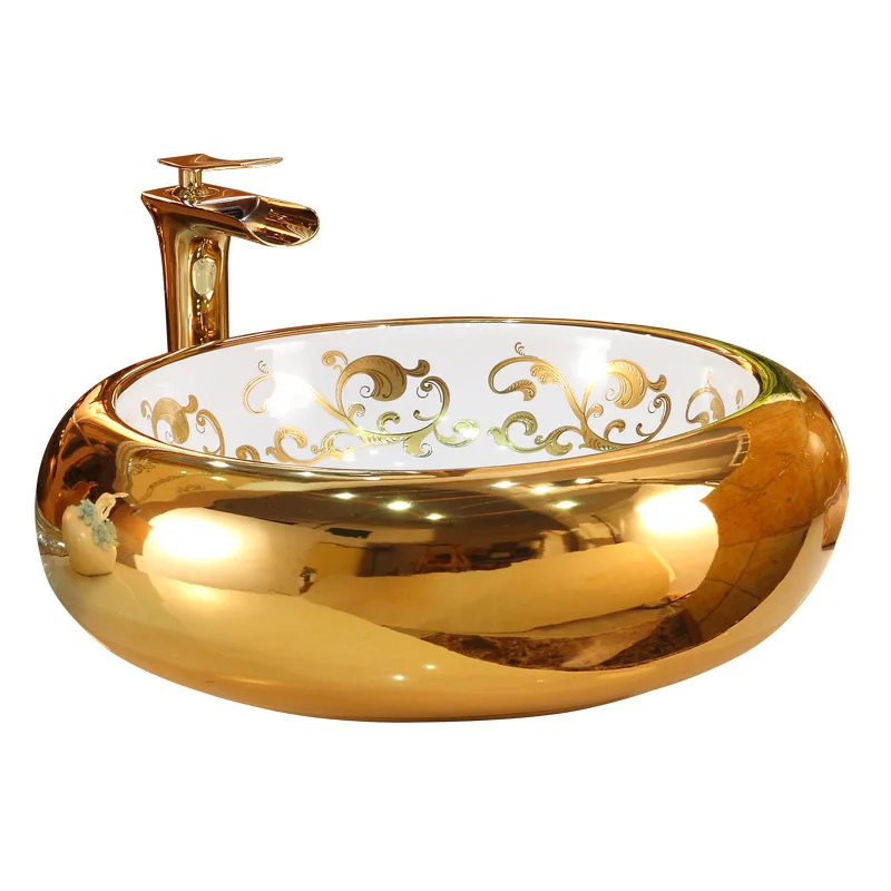 Ceramic countertop basin, artistic basin, circular European style bathroom basin, washbasin, modern and minimalist