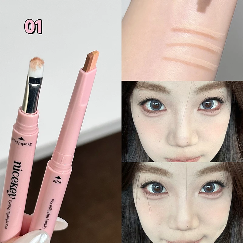 NICEKEY Two-tone Paste Lying Silkworm Pen Under Eye Liner Brighten Shadow Pencil Makeup Nude Pink Beige Eyeliner Pen Contouring