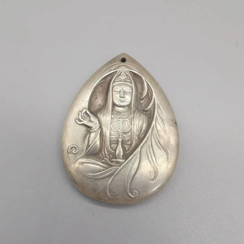 

Antique Antique Wholesale Antique White Copper Guanyin Pendant for Men and Women Same Style Pendant Vintage Craft Pendant