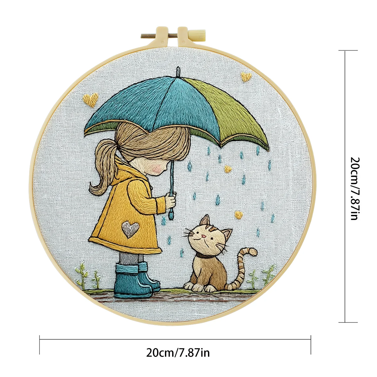 1 Stück 20X20CM/15X15CM 7,87/6,3 Zoll Mädchen Stickerei Starter-Kit DIY-Kit DIY-Stickerei-Set Handarbeiten Nähkunst Nadelkunst – Detail 4