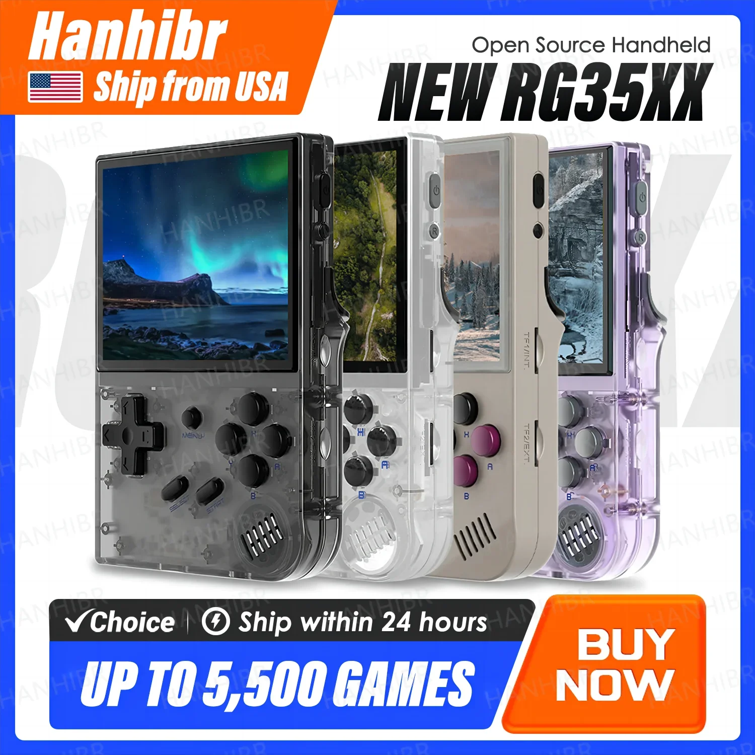 ANBERNIC RG35XX Handheld Game Console H700 Processor 3.5'' IPS Screen Linux System Retro Portable Video Console 2024 New Model