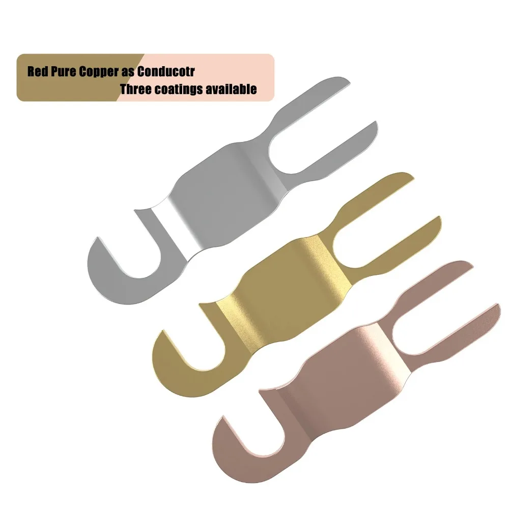 Upgrade Pure Copper Speaker Binding Post Jumper Plugs 8mm Spade Terminal Gold/Silver/Red Copper Option Audio Crossover Connector