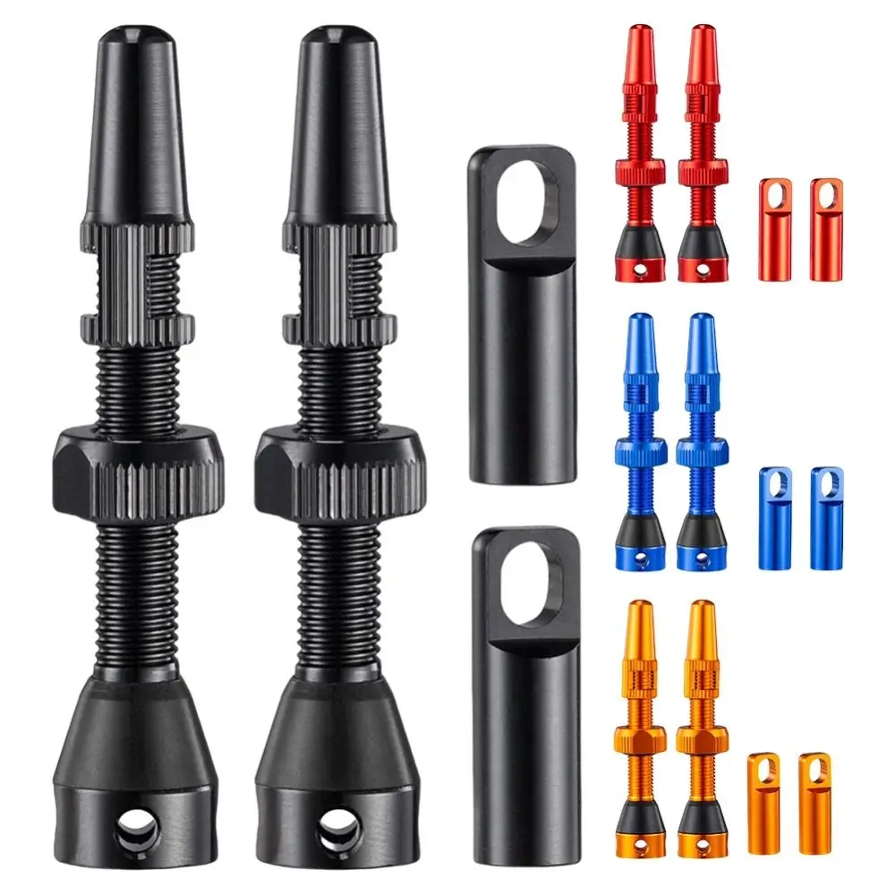 

1 Pair 40mm/44mm/60mm Tubeless Tire Valves CNC Technology Aluminum Alloy French Style Valve Sealant Compatible