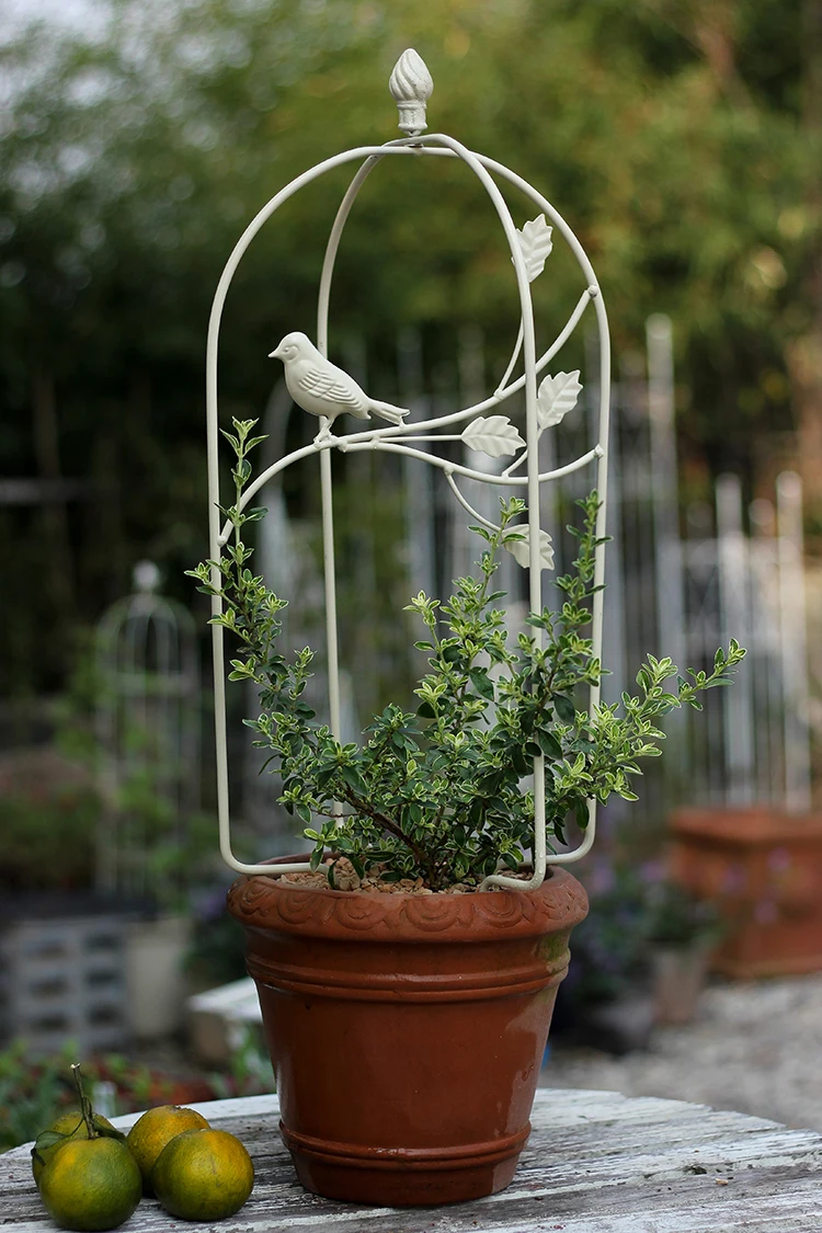 Decorative Bird Cage Design Flower Planter Trellis Support Iron Garden Plant Holder