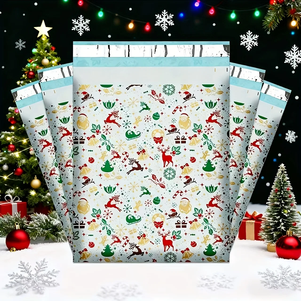 12Pcs Christmas Poly Mailing Bags, Waterproof Self‑Seal PP Shipping Envelopes, Durable Holiday Gift Packaging Pouches for Safe O
