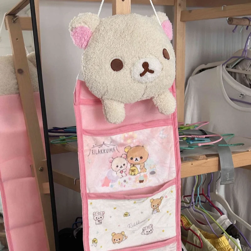 Rilakkuma Hanging Multi-Layer Kawaii Storage Bag Jewelry Miscellaneous Large Capacity Storage Bedroom Home Furnishing Decor Gift