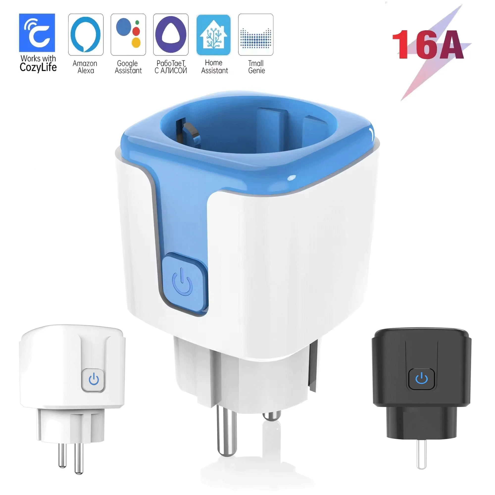CozyLife voice-controlled smart plug, EU 16A product, Alexa, Google Home, Tmall Genie, hands-free, WiFi home appliance