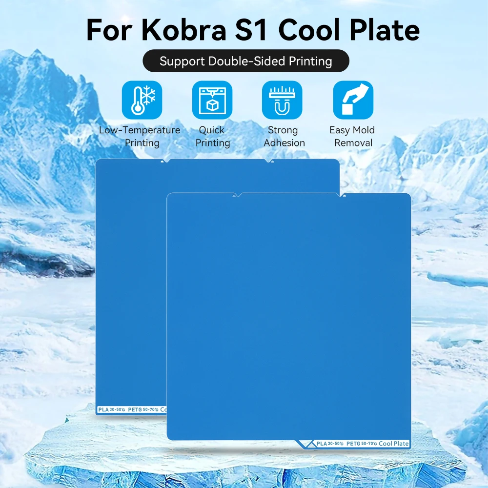  Kobra S1 3D Printer Cool Plate Double-Sided 3D Printer Bed 200x200mm Frosted (PLA/PETG Compatible) 3D Printer Accessories