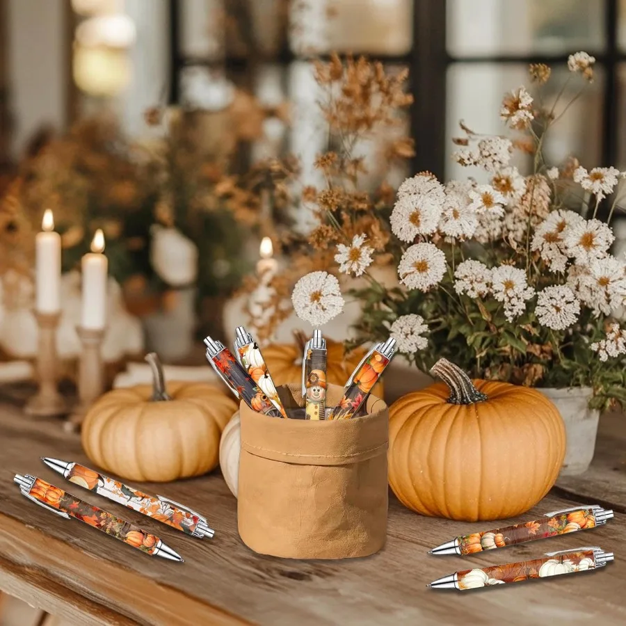 مجموعة أقلام عيد الشكر أقلام حبر جاف ذات طابع سقوط احتفالي للفتيات والطلاب والقرطاسية أقلام كتابة سلسة للرحلات