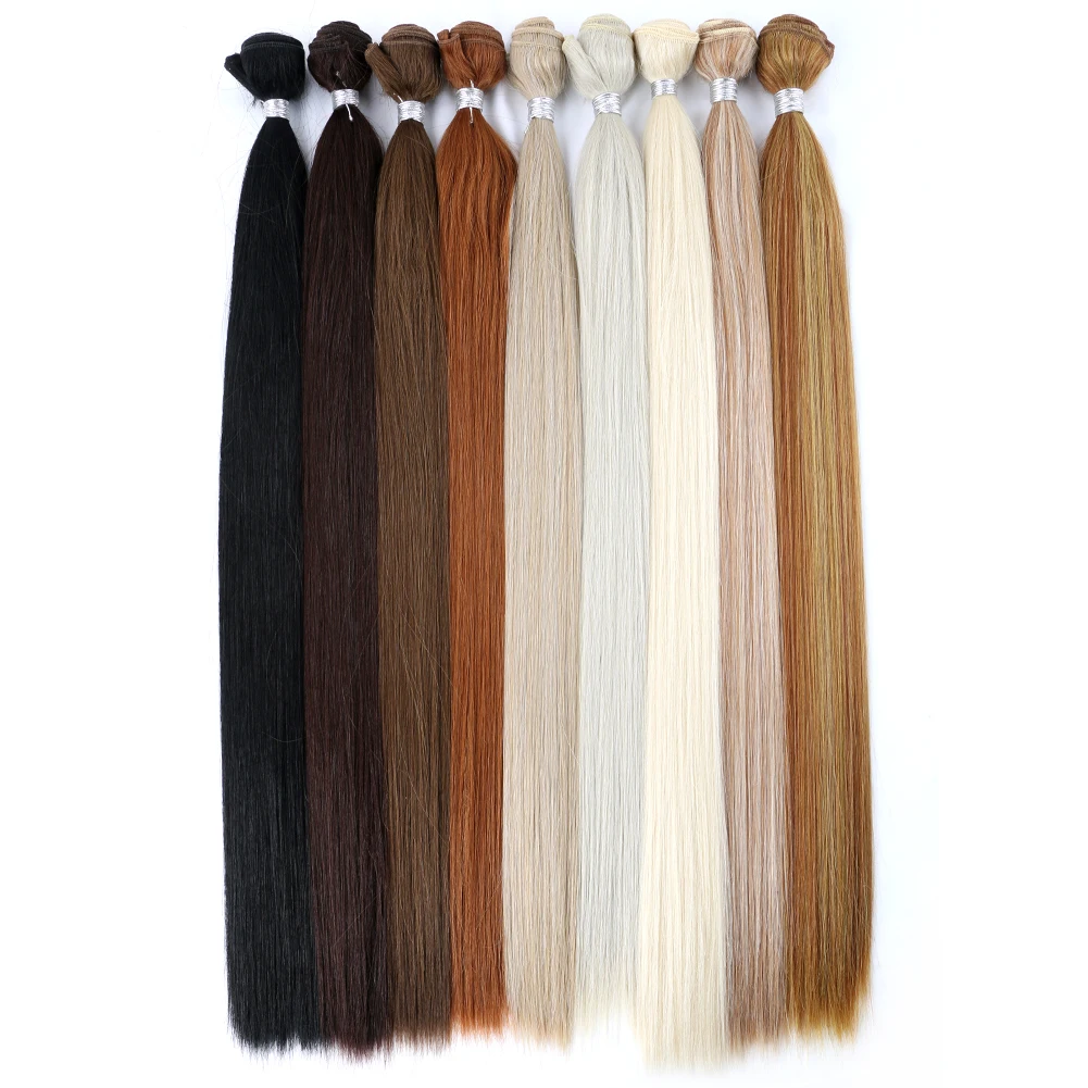 Silky Straight Hair Bundles 26 Inch Long Hair Weaving High Temperature Synthetic Double Weft Hair Extension For Women