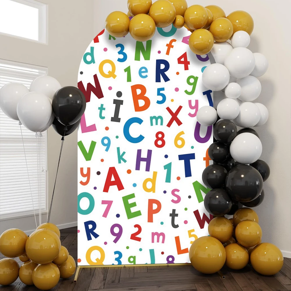 Back To School Arch Cover Background for Students Portrait Drawing Pens Learning Tools Graffiti Elastic Spandex Arched Backdrop
