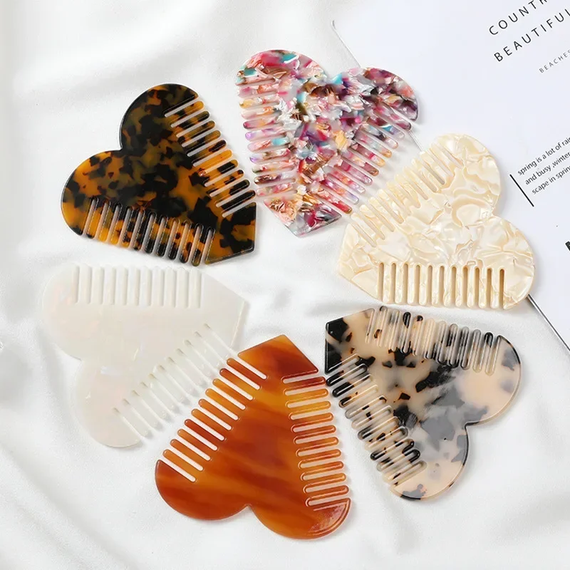 

Sweet Heart Shaped Acetate Anti-static Children Hair Comb Hairdressing Comb Hair Brush for Women Girls Simple Hair Styling Tools